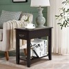 Costway Set of 2 Nightstand 2 Tier End Bedside Sofa Side Table w/Drawer &Shelf Espresso - 3 of 4