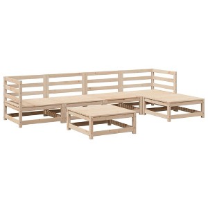 vidaXL Garden Sofa Set Natural wood Solid pine wood (untreated) Large - Natural pine No Cushion - 1 of 4
