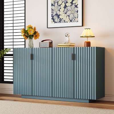 KTMBDW Sideboard Buffets Cabinet, Modern Accent Storage Cabinet with 4 Fluted Doors and Adjustable Shelves for Kitchen Dining Living Room Entryway