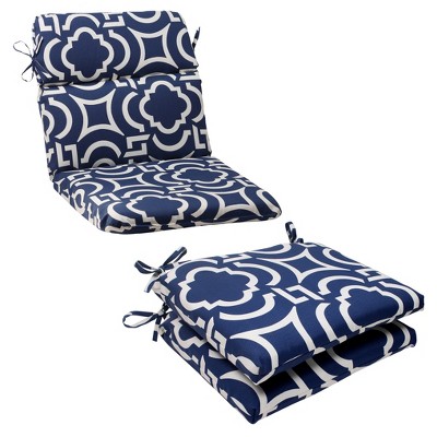 Outdoor Cushion & Pillow Collection - Blue/White Geometric