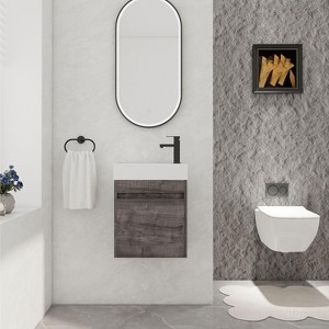 NicBex Floating Bathroom Vanity with Sink,Bathroom Sink Vanity with Soft-Close Cabinet Door,18 inch Bathroom Sink Cabinet,White/Gray/Oak/Teak - 1 of 4