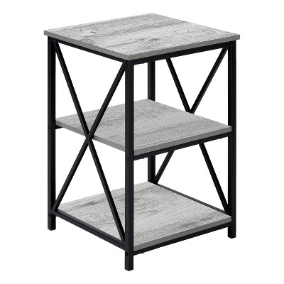 Monarch Specialties Accent Table Side End Nightstand Lamp Living Room Bedroom Metal Laminate Black Contemporary Modern