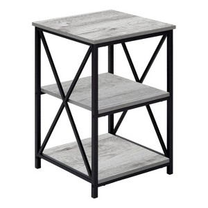 Monarch Specialties Accent Table Side End Nightstand Lamp Living Room Bedroom Metal Laminate Black Contemporary Modern - 1 of 4