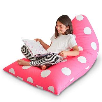 Butterfly Craze Bean Bag Chair Cover, Functional Toddler Toy Organizer,  Fill with Stuffed Animals to Create a Jumbo, Comfy Floor Lounger for Boys  or Girls, Stuffing Not Included, Light Pink Polka Dots 