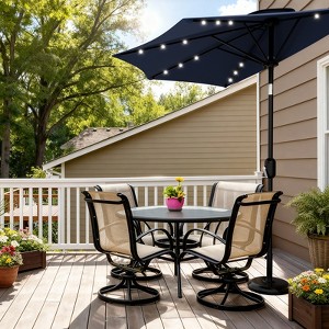 best half patio umbrella Half Patio Umbrella 9ft with Crank, Outdoor Half Umbrella for Balcony,  Space Saving Shade Canopy for Deck Patio Garden