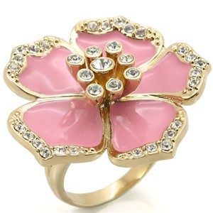 Slickblue Gold Brass Ring with Clear Crystal Flower Design for Women, Timeless Cocktail Jewelry, Size 5, 9, 10 - 1 of 4