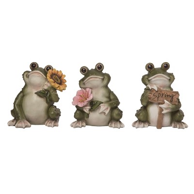 Transpac Resin Spring Frog Figurine Set of 3 Spring Home Decorations