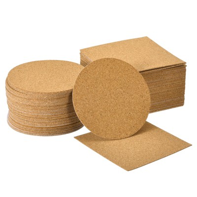Unique Bargains Self-Adhesive Heat Insulation Flexible Easy to Cut Cork Coasters 4-inch Brown