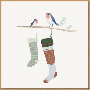 Amanti Art Blue Birds of Christmas Happiness I by Lucca Sheppard Canvas Wall Art Print Framed 30-in. x 30-in. - 1 of 4