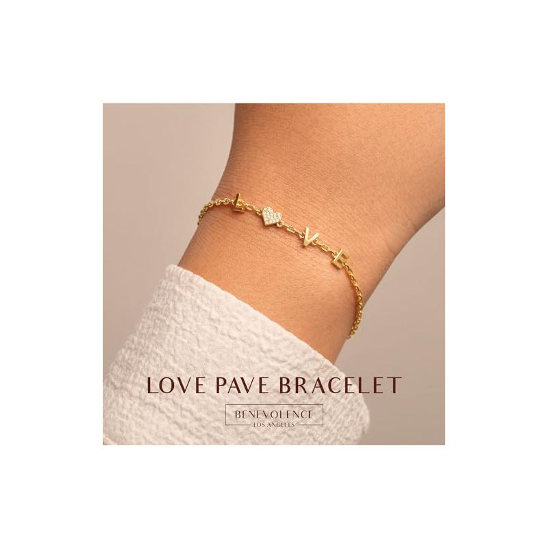 Benevolence LA 14K Gold Dipped Love Bracelet with Pave Stones, 5 of 7