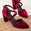 Sina - Burgundy Velvet High Heels | Forever & Always Shoes - 4 of 4