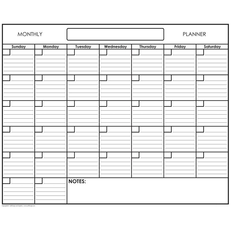 Undated Monthly Laminated Wall Planning Horizontal Calendar 48&#34; x 65&#34; - SwiftGlimpse, 1 of 5