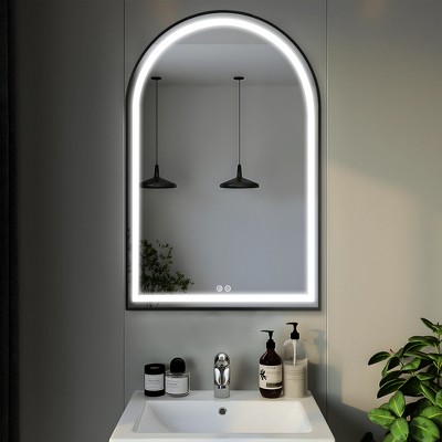 Dovelina Arched Bathroom Vanity Mirror LED Mirror with Defog