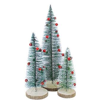 Christmas Green Bristle Trees Option 2  -  Decorative Figurines