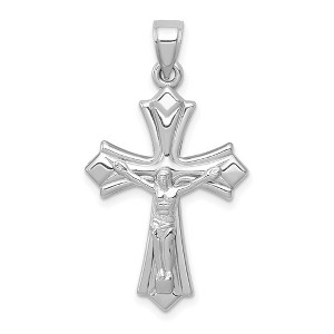 Black Bow Jewelry 14k White Gold Hollow Reversible 3D Crucifix Cross Pendant - 1 of 4