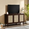 SEVOBAL Utility Storage Cabinets Three Door Rattan Buffet Sideboard Natural Texture Hidden Storage Dining Living Entryway, Brown, 15.5"*47.2"*27.6" - 4 of 4
