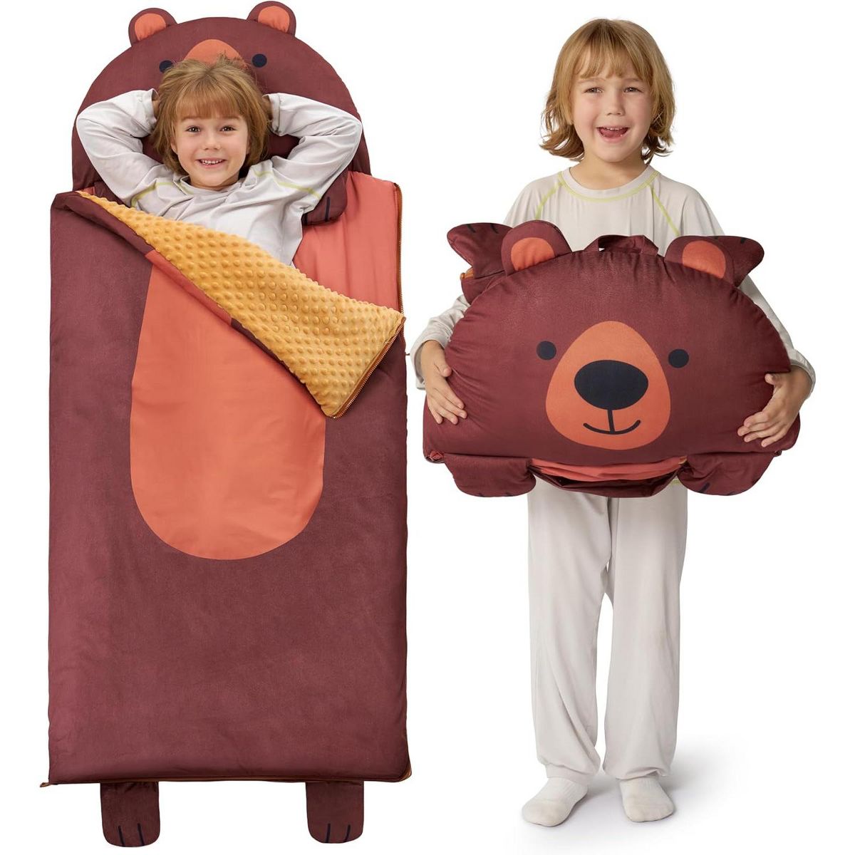 Joyfy Kids Sleeping Bag 4 5 6 Year Old Boys Girl Gifts Toddler Nap Mat with Pillow & Blanket Kids Soft Plush Sleeping Mat for Preschool Kids - thumbnail 8