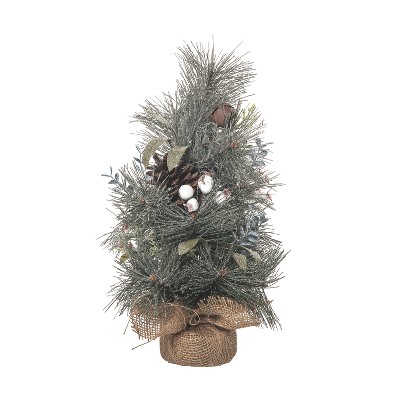 Transpac Artificial 12 in. Green Christmas Mixed Greenery Tree with Rustic Bells