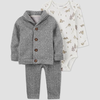Carter's Just One You®️ Baby Boys' 3pc Forest Top & Bottom Set - Gray Newborn