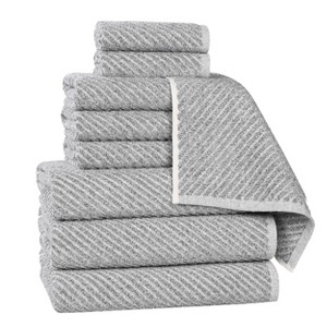 Viscose Cotton Blend Medium Weight Soft Textured Diagonal Ribbed Towel Set by Blue Nile Mills - 1 of 4