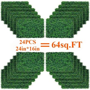 Gulches 24Pcs 24in*16in Artificial Boxwood Topiary Hedge Plant Grass Backdrop Fence Privacy Screen Grass Wall Decoration For Balcony Garden Fence - 1 of 4