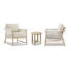 JTH Outdoor Grenada 3-Piece Acacia Lounge Chair & Table Patio Conversation Set, Sandy White All-Weather Olefin - 3 of 4