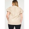 Women's Faux Leather Short Sleeve Top - PLUS - entro - 2 of 4