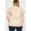 Women's Faux Leather Short Sleeve Top - PLUS - entro - image 2 of 4