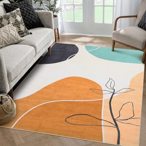 Washable Modern Abstract Area Rug, Thin Non-Slip Carpet for Living Room Bedroom Dining Room, Soft Indoor Entryway Rug - 1 of 4