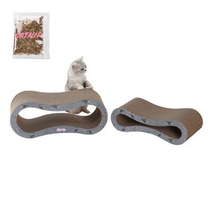 THE LICKER STORE Suvi Modern Cardboard Infinity 2-in-1 Lounge Bed Cat Scratcher with Catnip - 1 of 4