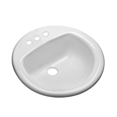 White Round Ceramic Drop-In Bathroom Sink with Overflow