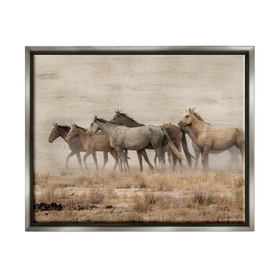 Stupell Industries Galloping Horse Herd Countryside Framed Canvas