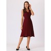 Hobemty Women's V Neck Sleeveless Knitted Pleated Midi Dress - 3 of 4