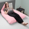 Full Body Pillow Cover- U-Shaped 100% Cotton Jersey Replacement Pillowcase, Removeable with Zipper for Pregnancy/Body Pillows by Hastings Home (Pink) - 2 of 4