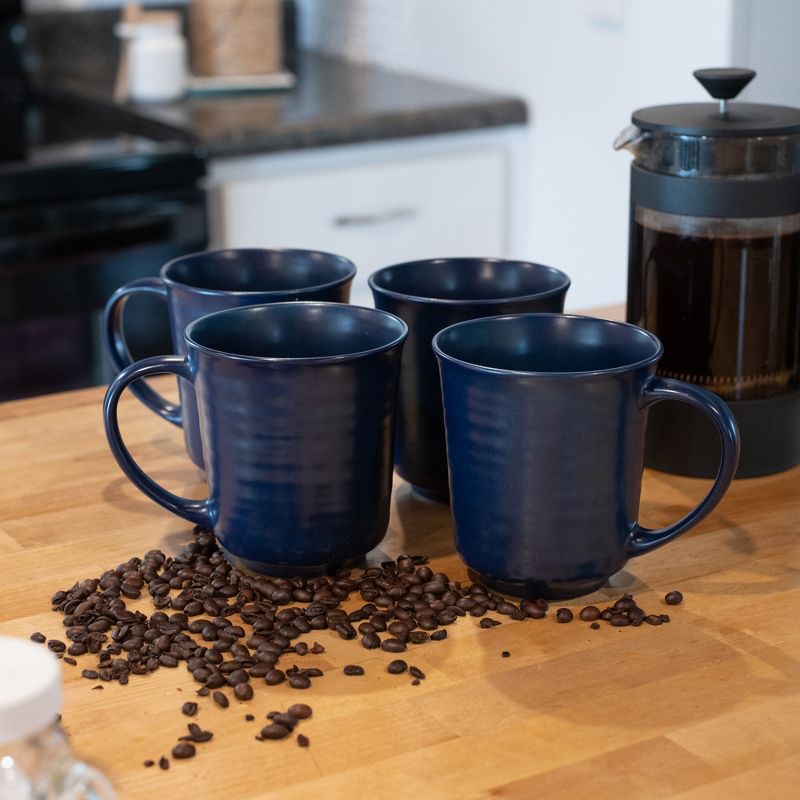 Elanze Designs Navy Blue Matte Glaze Finish 17 ounce Stoneware Coffee Cup Mugs Set of 4, 5 of 6
