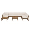 Christopher Knight Home Elra Rustic 10 Piece Patio Acacia Wood Slatted Modular Seating Set with Cushions and 2 Coffee Table - 2 of 4
