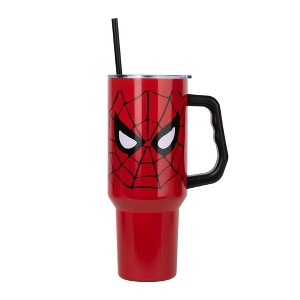 Silver Buffalo Marvel Spider-Man Face 40-Ounce Stainless Steel Tumbler With Handle - 1 of 4