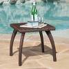 19'' Small Square Wicker Patio Side Table with Curved Legs,Outdoor Accent Table for Balcony or Porch-Cuddlewood - 3 of 4