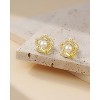 Molenia 14K Gold Pearl Rose Earrings for Women, 925 Sterling Silver Flower Stud Earrings Real Freshwater Pearls Cute Jewelry - 3 of 4
