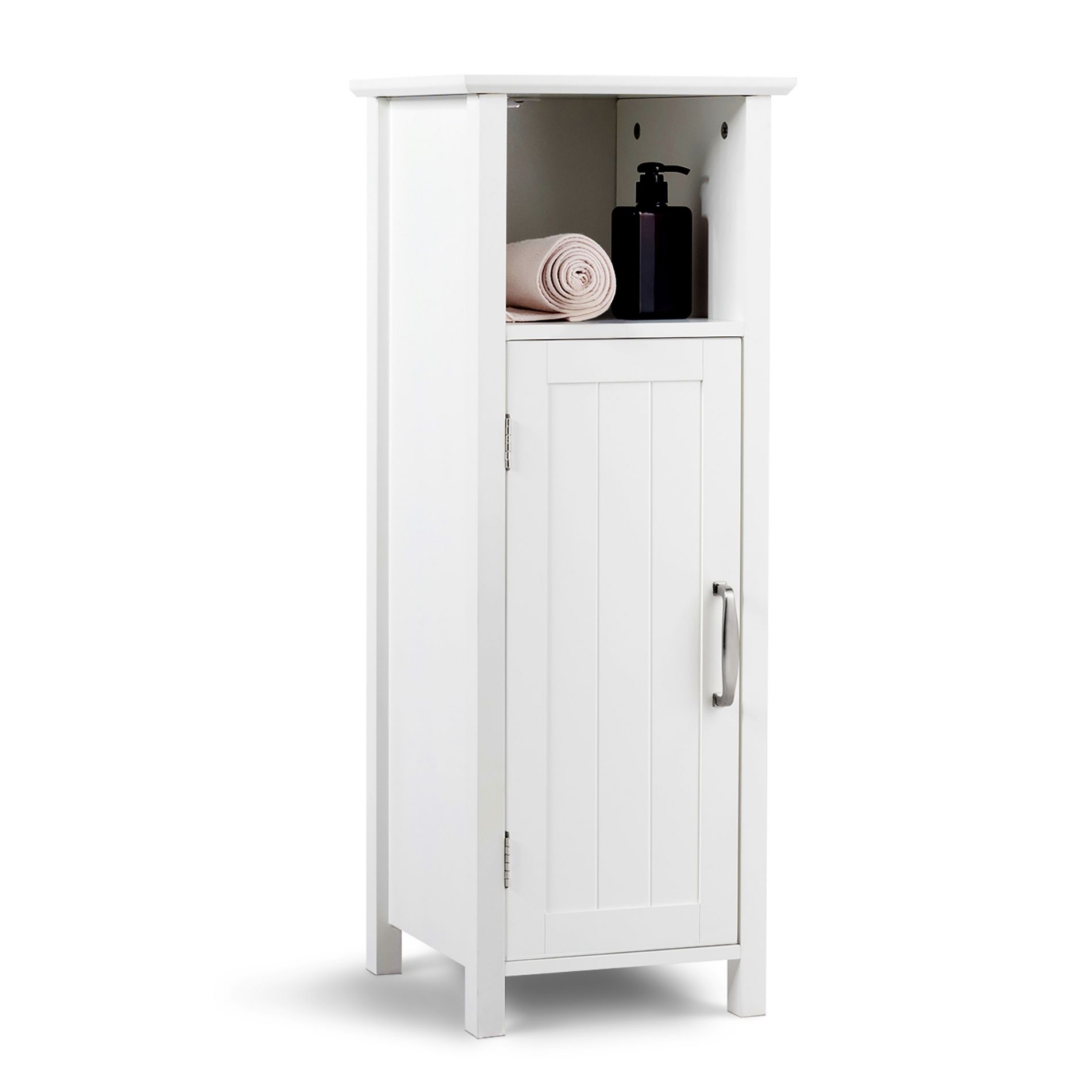 Costway Bathroom Floor Storage Cabinet Free Standing w/ Single Door Adjustable Shelf