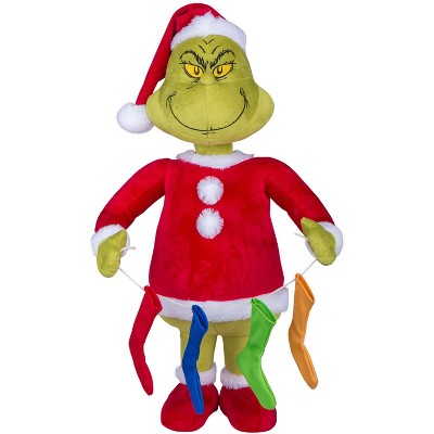 Gemmy Holiday Greeter Grinch w/String of Stockings OPP Dr. Seuss, Multicolored