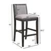 Dsvimoy Counter and Bar Stool Rubber Wood Frame with Fabric Sponge Cushion Set of 2 for Stylish Dining, Black and Gray, 43"*22"*11.5" - 3 of 4