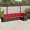 vidaXL 6 Piece Patio Sofa Set with Cushions Brown Poly Rattan - 2 of 4