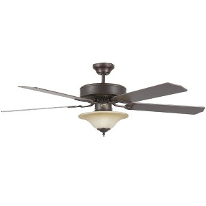 Concord Fans Heritage Square 52" 5 Blade Ceiling Fan with Light Kit, Oil Rubbed Bronze Finish with Oil Rubbed Bronze Blades, Antique Amber Scavo Glass - 1 of 2
