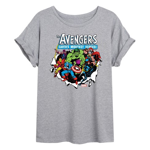 Women's - Marvel - Avengers Paper Rip Oversized Graphic T-Shirt - image 1 of 4