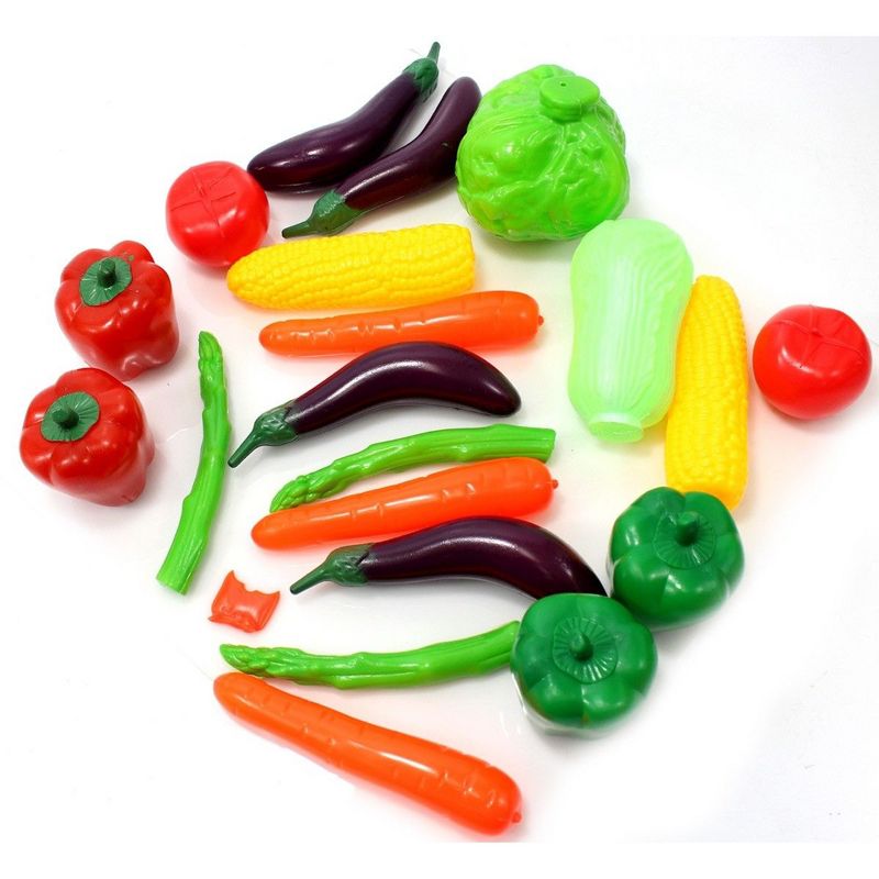 Insten 20 Pieces Vegetables Bag Playset, Pretend Toys & Kitchen Food Accessories for Kids, 3 of 6