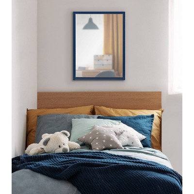 Navy Blue Rectangular Wood Vanity Wall Mirror