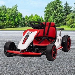 24V Kids Go Kart, Powerful Drift Kart with Dual 150W Motors, High Speed Electric Outdoor Ride On Toy, Battery Powered Ride On Racing Car with Music - 1 of 4