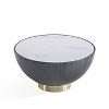 Sapphtopaz Modern Round Coffee Table with Sintered Stone Top Pleated Upholstered Center Table with Gold Base Elegant Side Table for Living Room - 2 of 4