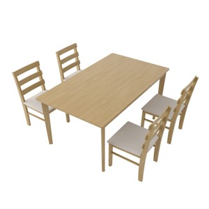 TopComfy Patio Seating Sets Solid Wood Dining Table And Chair Set 5 Pieces Dining Room Table And Chair Set For Dining Room, Beige, 48.23"*31.1"*7.48" - 1 of 4